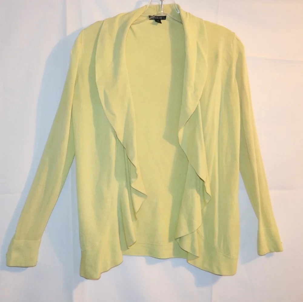 Lafayette 148 New York  open cardigan sweater. Yellow‎ Cotton Size Small
